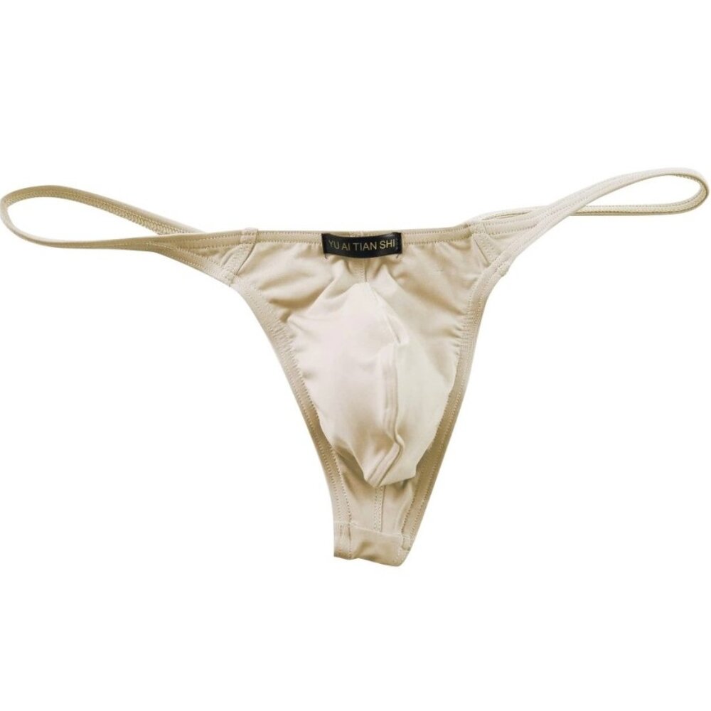 YU AI TIAN SHI MENS BRAND NEW BEIGE / NUDE SPANDEX THONG LARGE